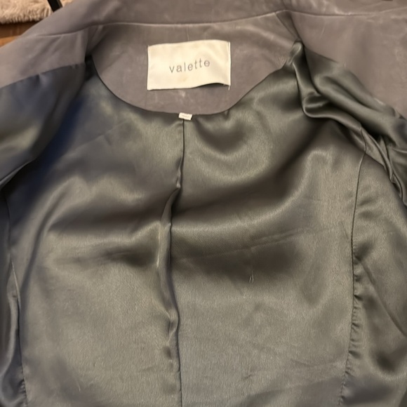 Valette leather jacket gray M Lamb leather!  See pen mark on jacket.  3/4 sleeve - Picture 12 of 13